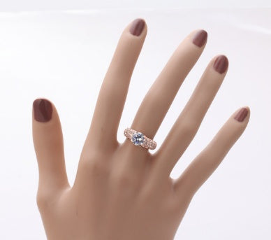 Jewelry luxury three rows of high-grade zircon rose gold engagement ring wholesale
