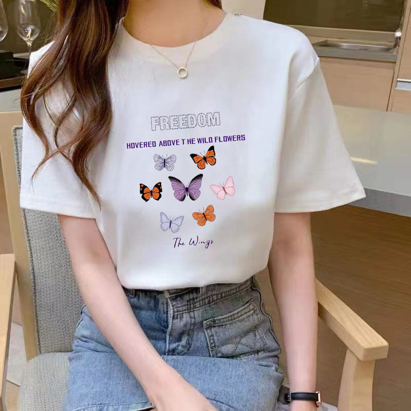 Summer Slim Fit Loose White T-Shirt – Short Sleeve Student Style Casual Top for Women