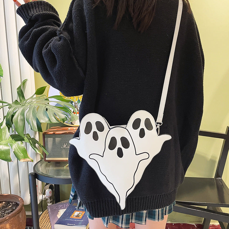 Halloween 3D Cartoon Ghost Bag – Cute Crossbody Shoulder Purse for Women and Girls