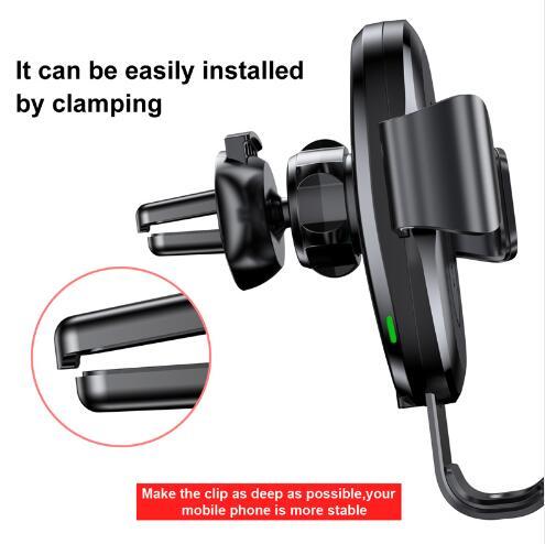 2-in-1 Gravity Wireless Car Charger Mount – 15W Qi Fast Charge Phone Holder for Vent/Dash/Windshield