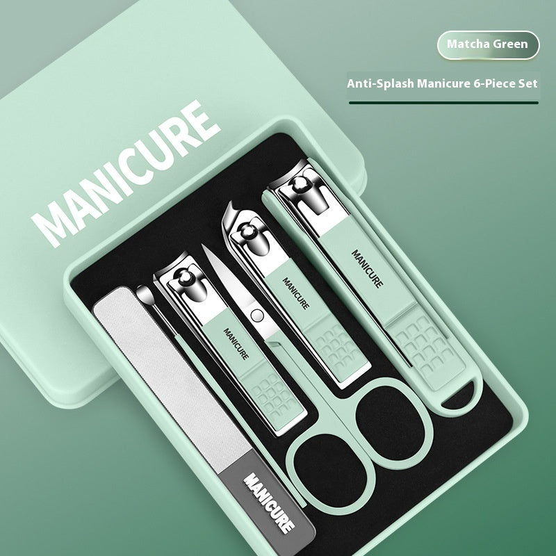 Dark Green Nail Clippers Four-piece Anti-splash Nail Scissors