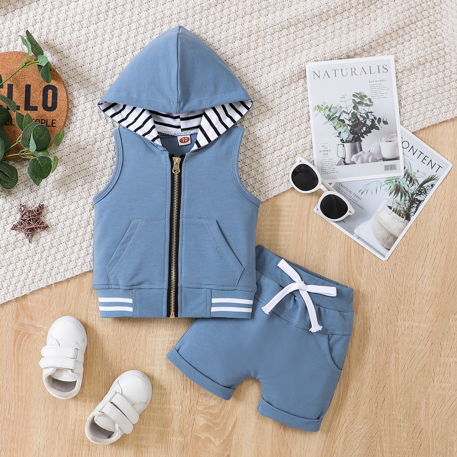 Boys' Cotton Star Print Long Sleeve Two Piece Suit Smart