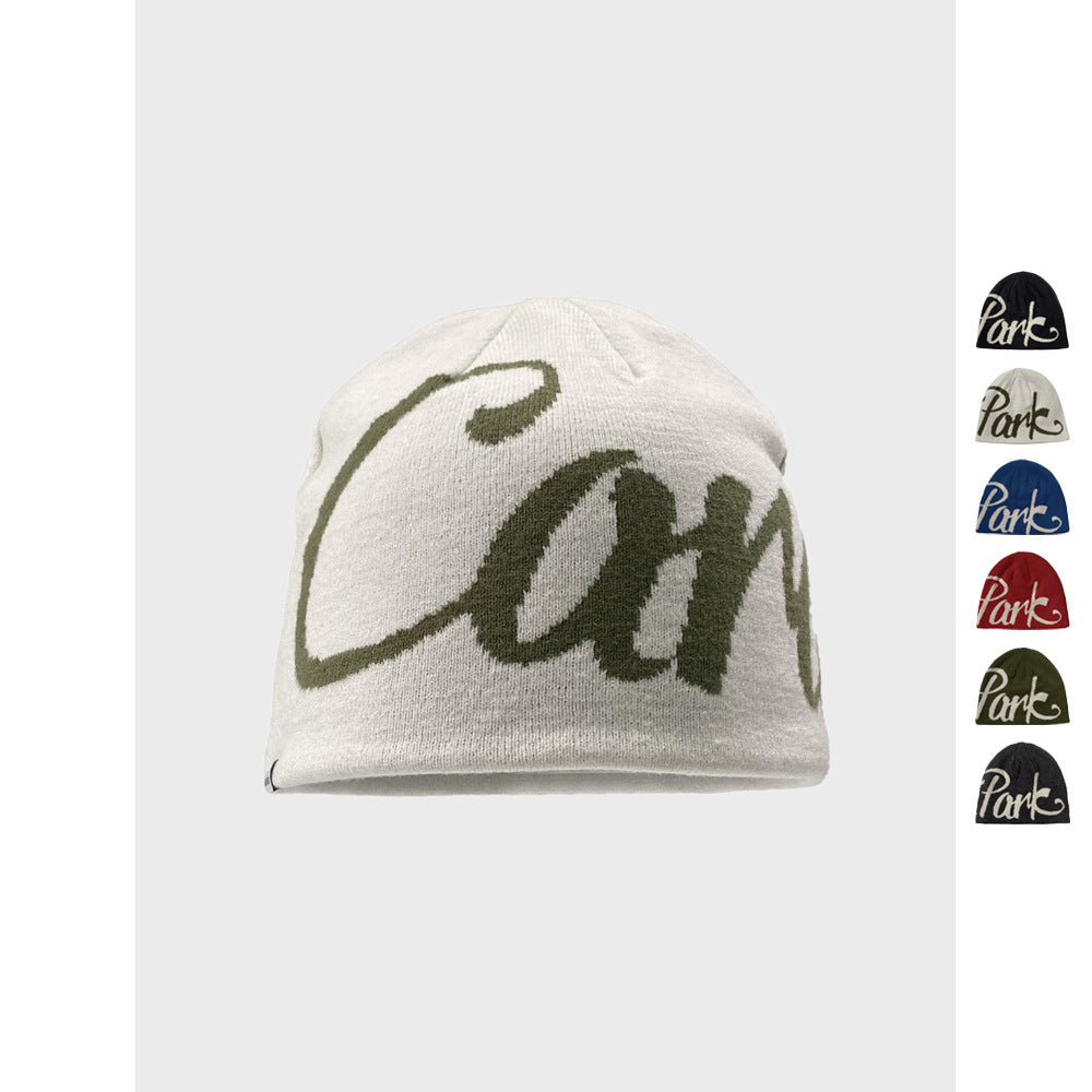 American Street Letter Jacquard Double-sided Wear Knitted Hat