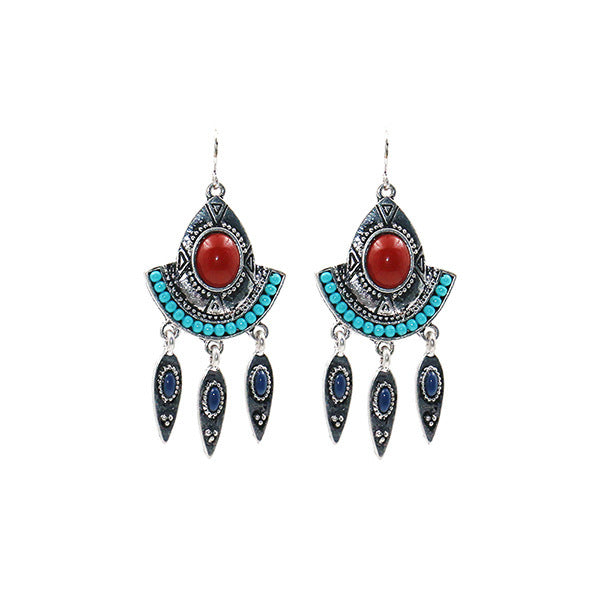 Elegant Turquoise Geometric Alloy Tassel Long Earrings for Women