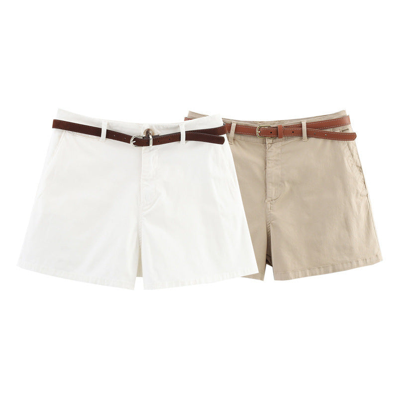 New Summer Versatile Belted Casual Shorts