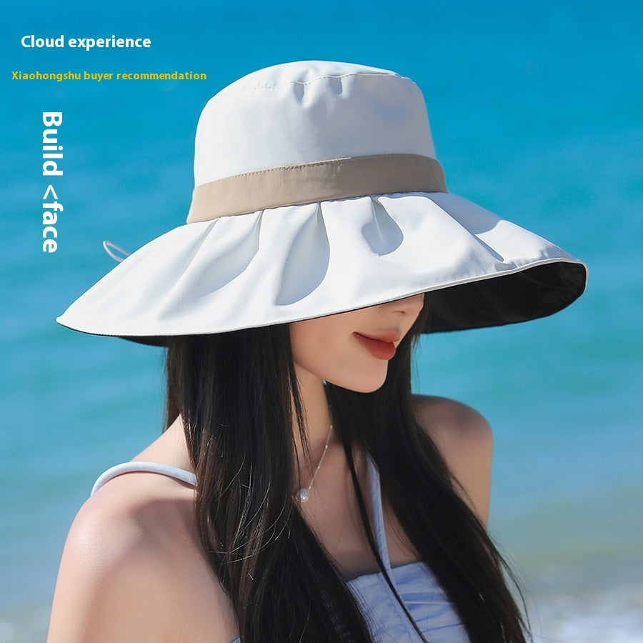 Velvet Vinyl Big Brim Fisherman Hat Outdoor Casual Sun Protection