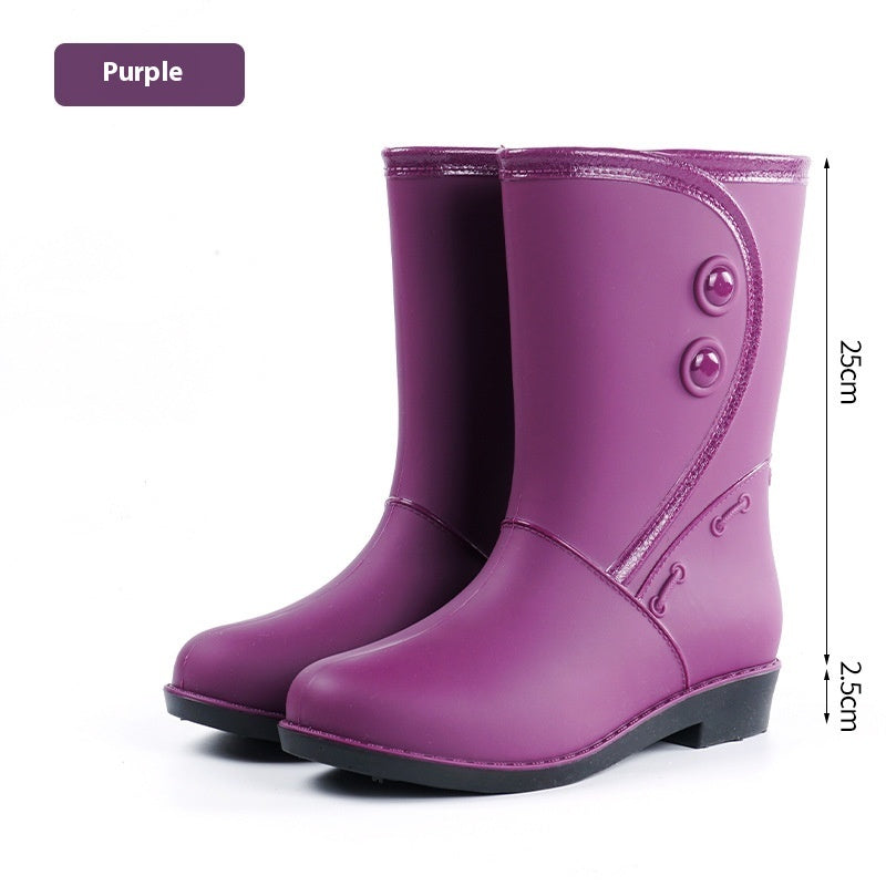 Women's Rain Boots Fleece-lined Fashion Mid-calf Waterproof