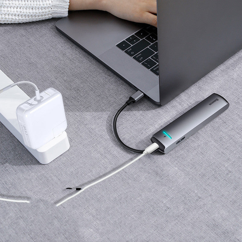 USB-C Hub for MacBook – 6-in-1 Adapter (4K HDMI, 2×USB 3.0, SD/MicroSD, 100W PD), Compatible with Apple