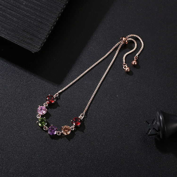 Women's Zircon Inlaid Copper Bracelet – Diamond Look Elegance
