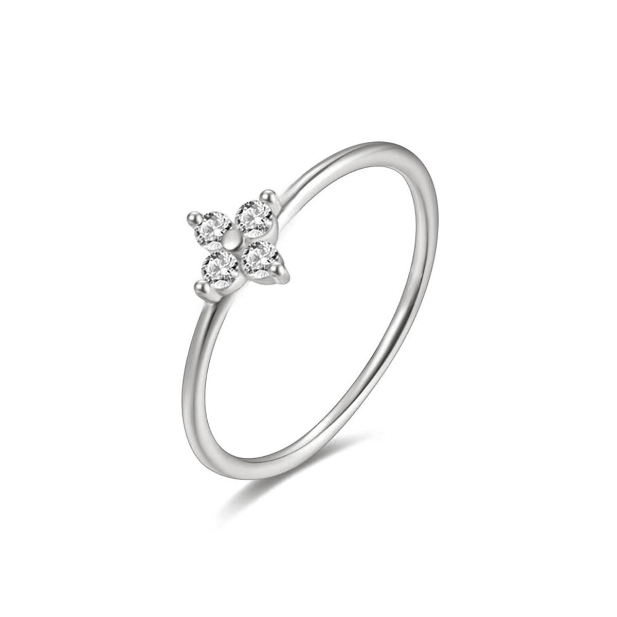 Women’s Copper Zircon Clover Ring – Micro Inlay Elegant Design