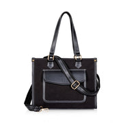 Women’s Canvas Satchel Handbag – Medium Top Handle Zipper Tote, Black