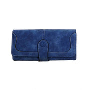 Generic Women's Faux Leather Medium Snap Button Wallet (Dark Blue)