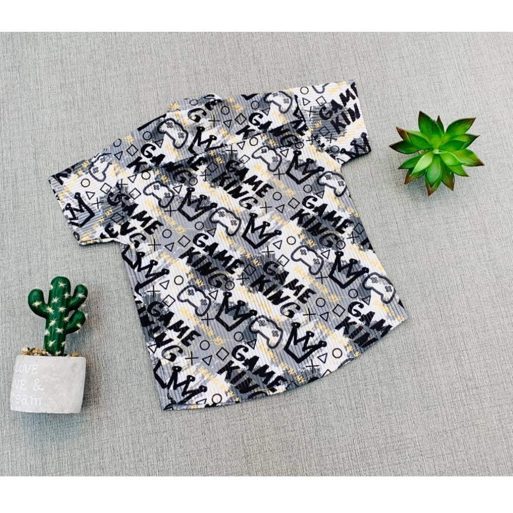 Generic Boy's Cotton Blend Printed Short Sleeve Shirt (MultiColor)