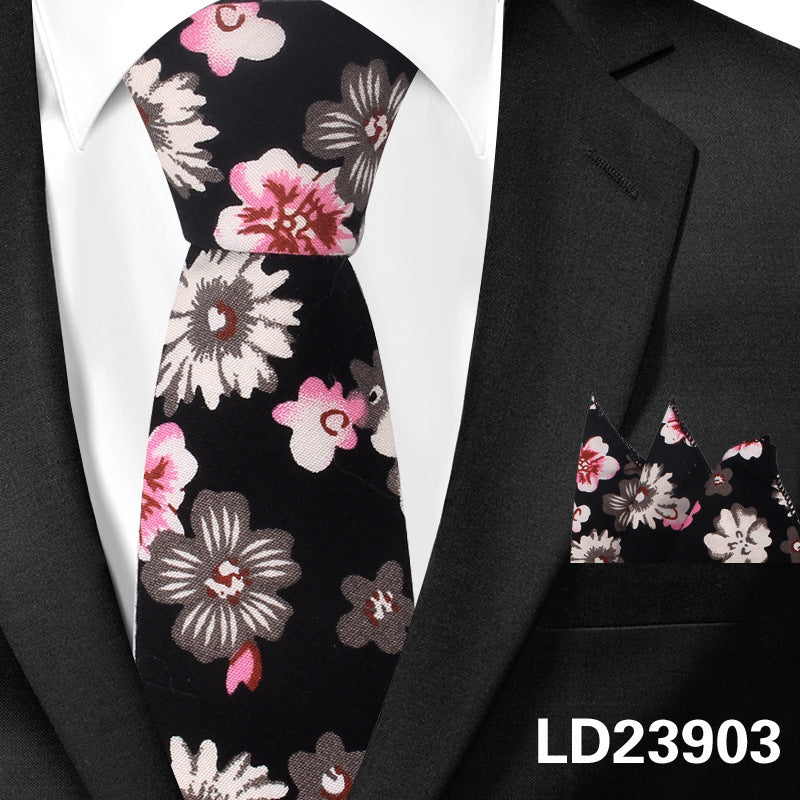 Cotton Arrow Bow Tie with Matching Pocket Towel