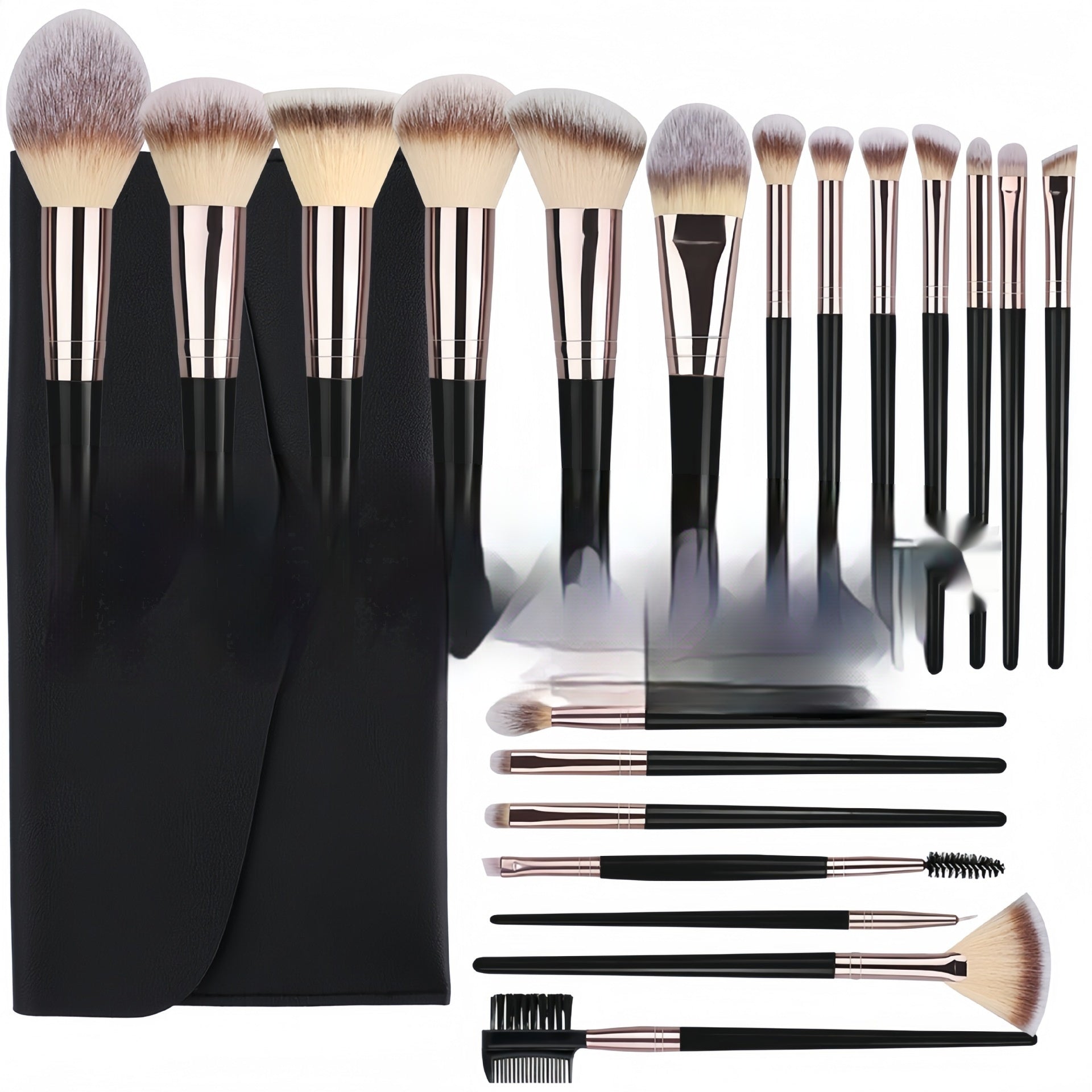 Makeup Brush Set – Professional Black Collection with Multiple Options (3, 10, 15, 18, or 20 Pieces)