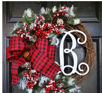 Christmas Letter Wreath Door Hanging Decoration