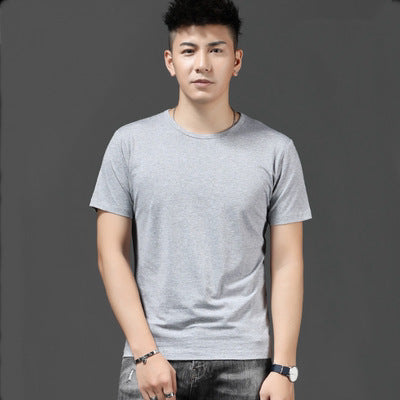 Thin Ice Silk Short Sleeve T-shirt Men's Summer Solid White Round Neck Trend Bottoming Shirt Top