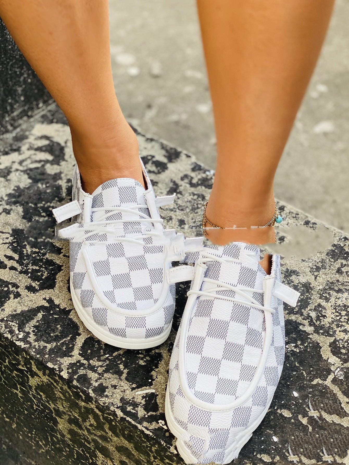 Chic Plaid Colorblock Low-Cut Flat Round Toe Women's Casual Shoes