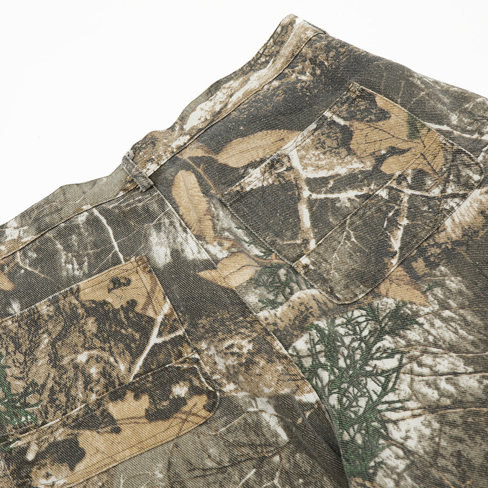 Men's Camouflage Leaf Cargo Shorts Cotton Regular Fit
