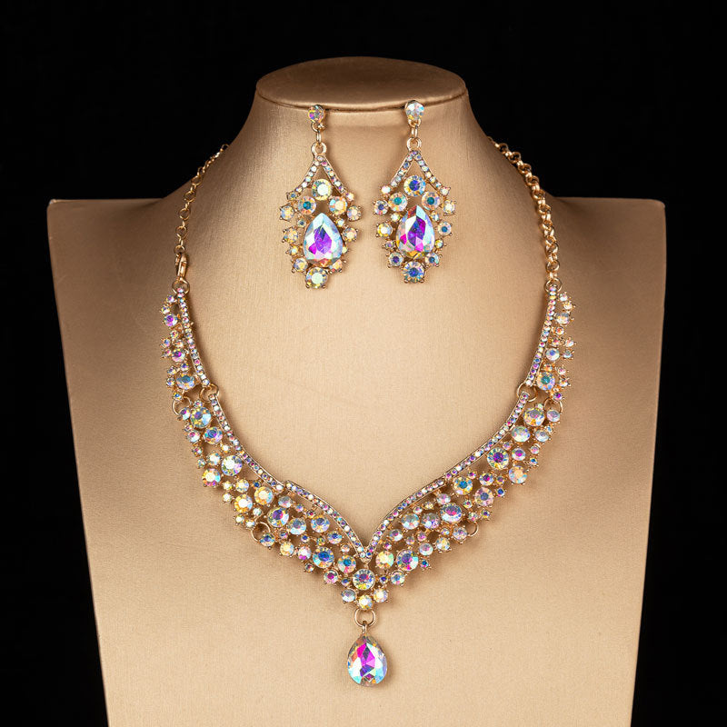 Bridal Crown Wedding Alloy Diamond Crown with Elegant Rhinestone Headdress Set