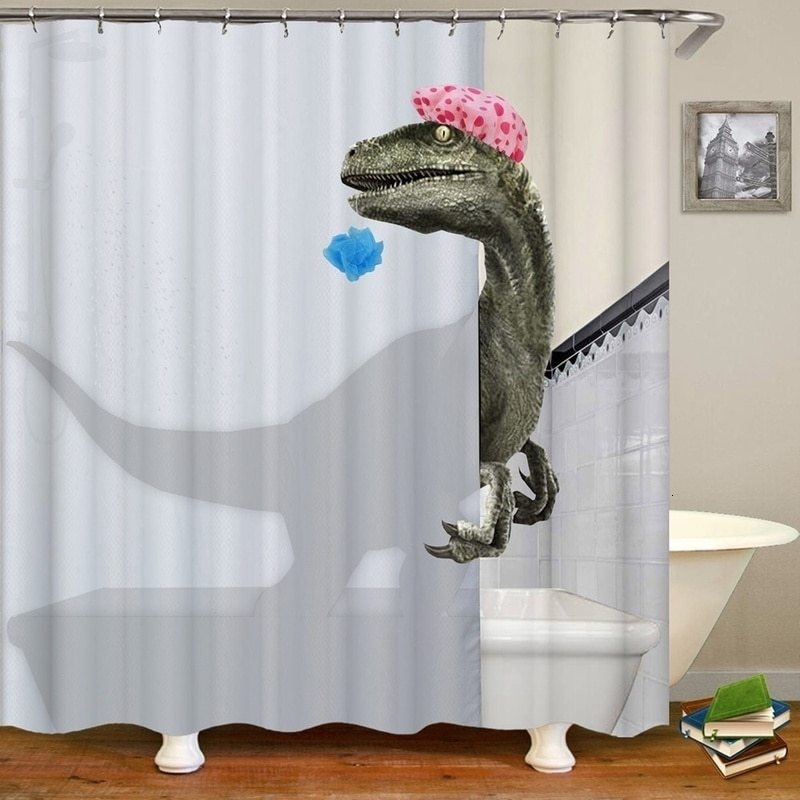 Bathroom Shower Curtain – Waterproof and Mildew-Proof Polyester Curtain with Animal Print Series