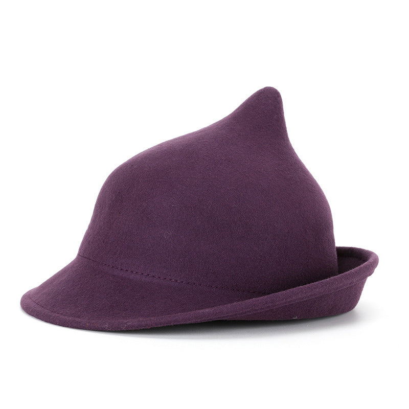 Fashion Personality Curling Wool Witch Hat – Trendy Winter Statement Headwear