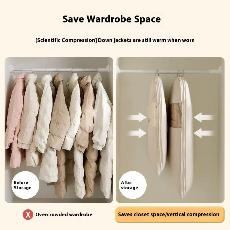 Satin Down Jacket Compression Dust Cover Hanging Transparent Bag
