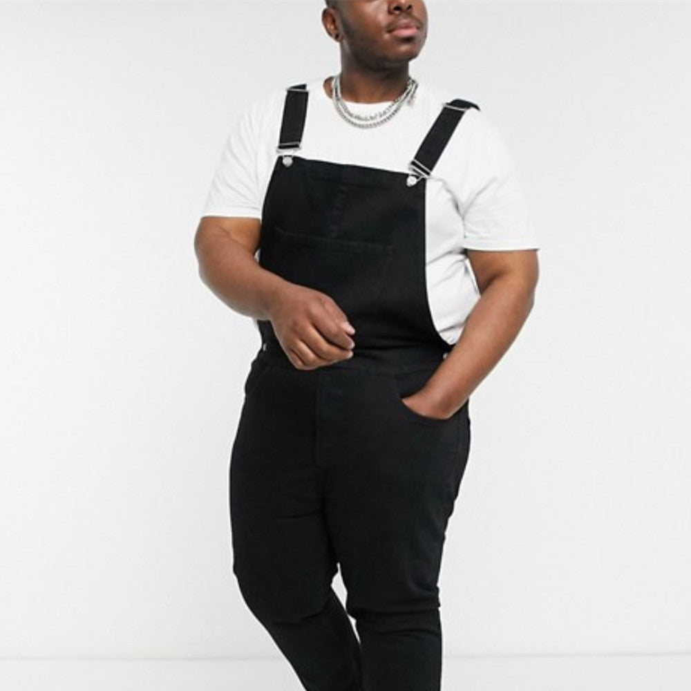Men’s Denim Suspender Pants – Retro Personality Overalls Jeans