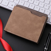 Unisex Slim PU Spliced Two Fold Wallet With Card Slots