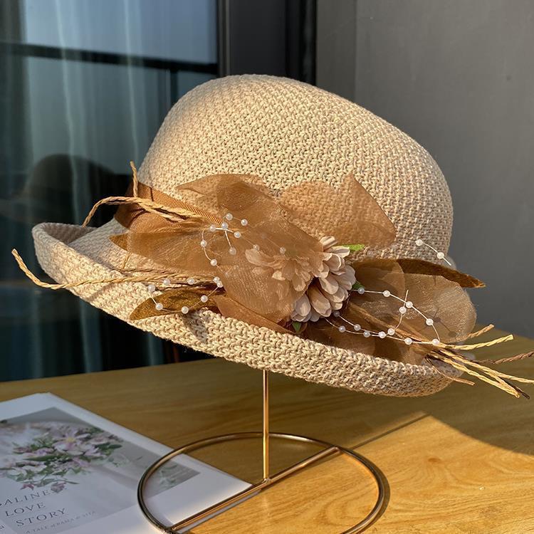 Cotton And Linen Knitted Curling Bucket Hat For Women