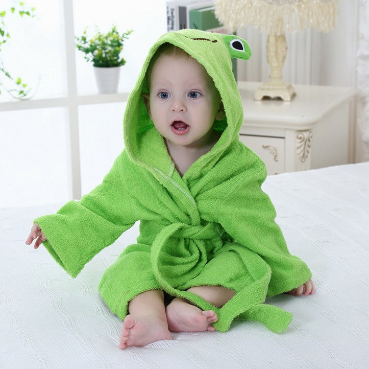 Unisex Hooded Cotton Baby Bathrobe Cartoon Relaxed Fit