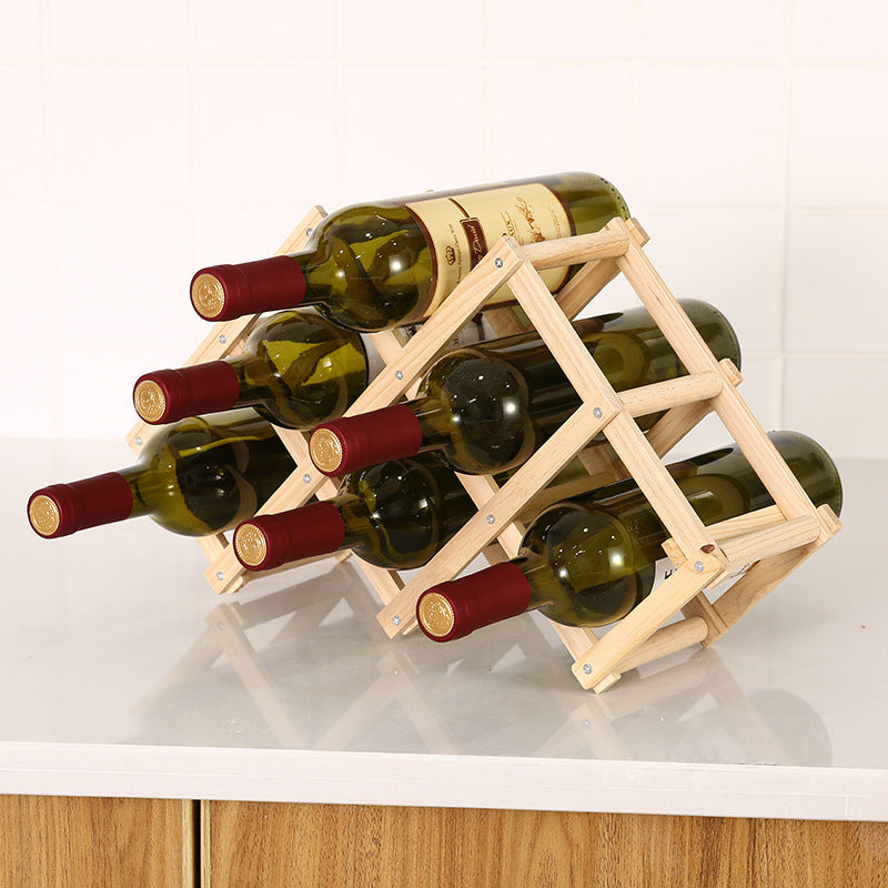 Folding Solid Wood Wine Rack – Decorative Portable Bottle Holder