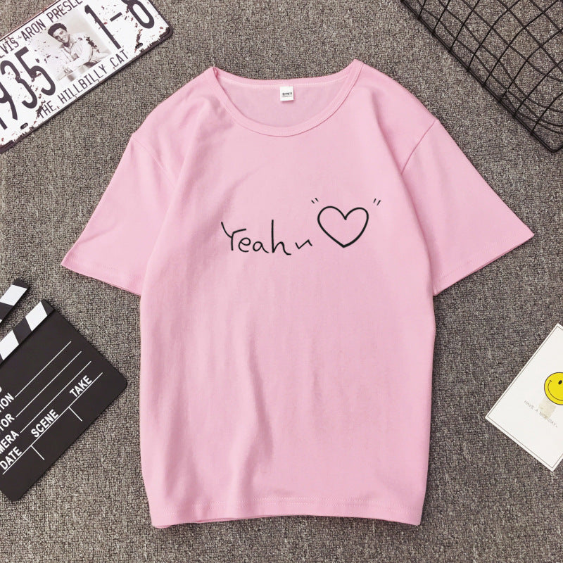 Women's Printed T-Shirt – Casual Round Neck Short Sleeve Top