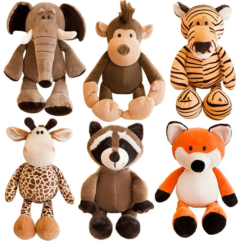 Unisex Jungle Animal Plush Toys Short Plush 25cm Kids
