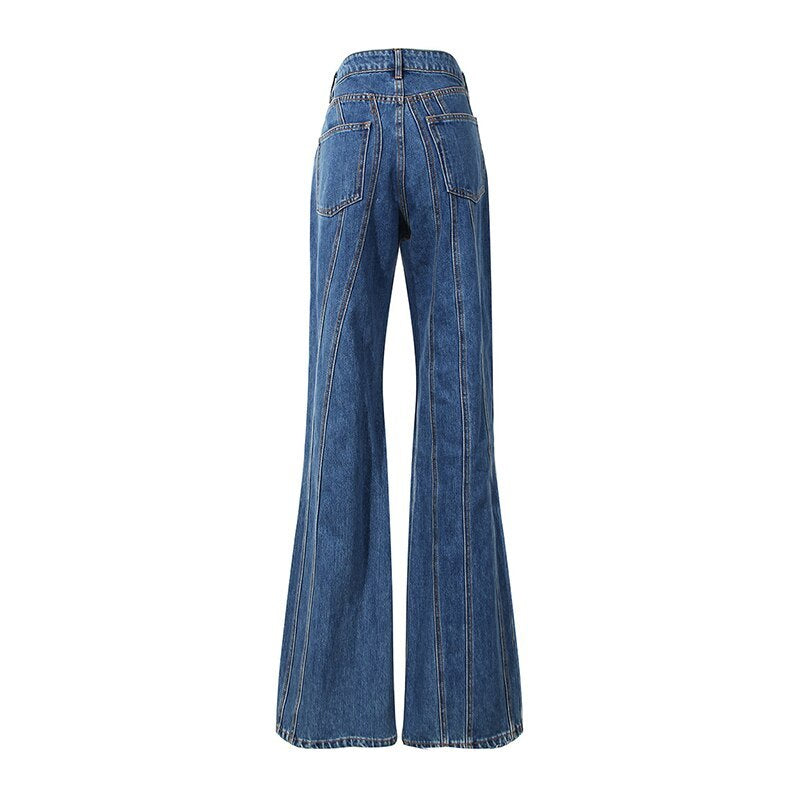 Women's Spring Jeans – Irregular Stripe Stitching Slim Bell Bottoms