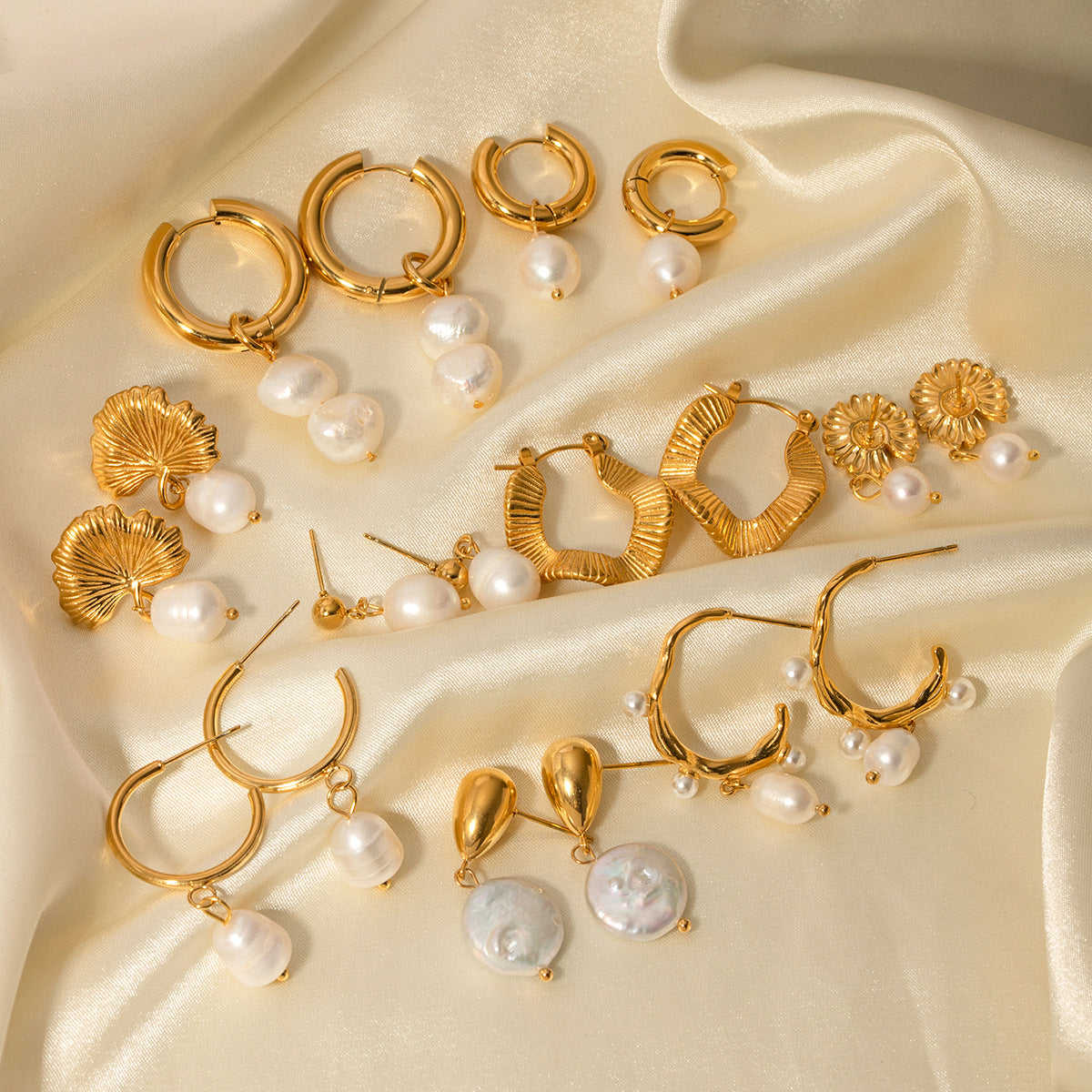 Stainless Steel Water Pearl Earrings