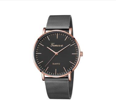 Unisex Casual Quartz Steel Watch Imitation Leather Bracelet