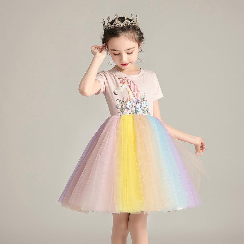 Rainbow mesh princess dress