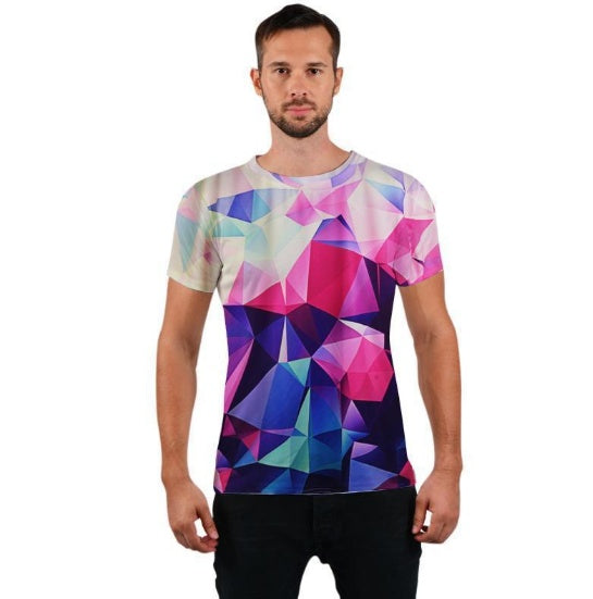 Unisex Color Block Short Sleeve Polyester Spandex Tee