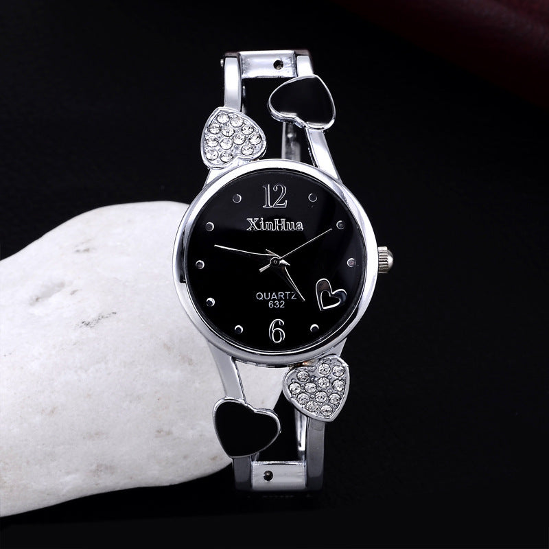 Elegant Diamond-Set British Ladies' Watch Set with Rose Gold and Alloy Bracelets