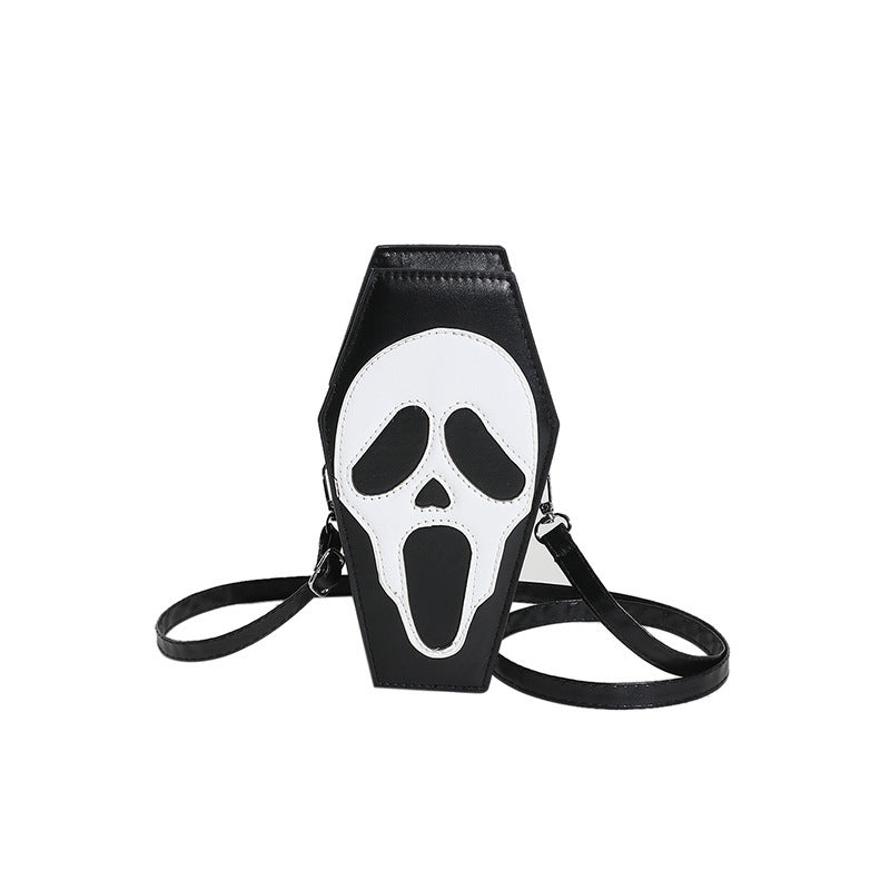 Halloween Coffin-Shaped Shoulder Bag – Gothic Spider Web Crossbody Messenger Purse
