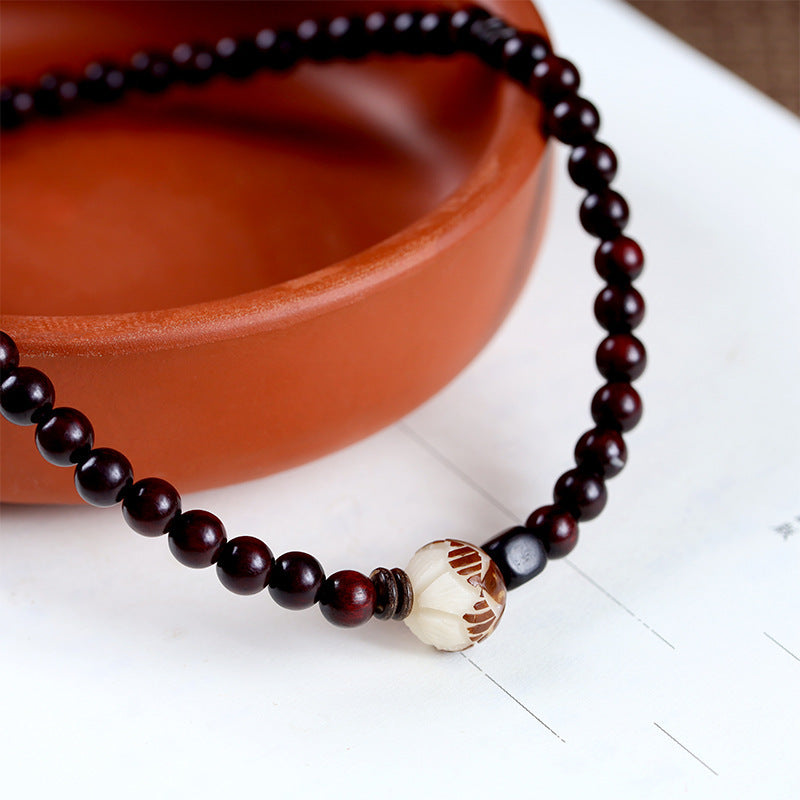 Simple All-match Natural Rosewood Double-ring Bracelet