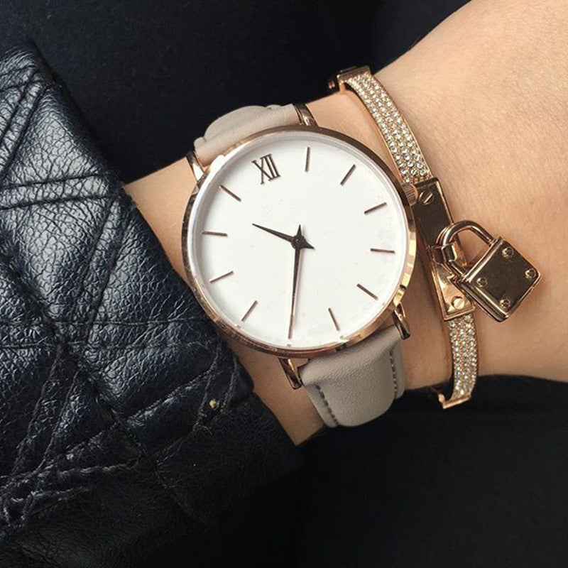 Elegant Frosty Round Dial Women's Quartz Watch with Textile Strap