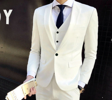 Slim Fit Cotton Blend Men's Solid Color Suit Regular