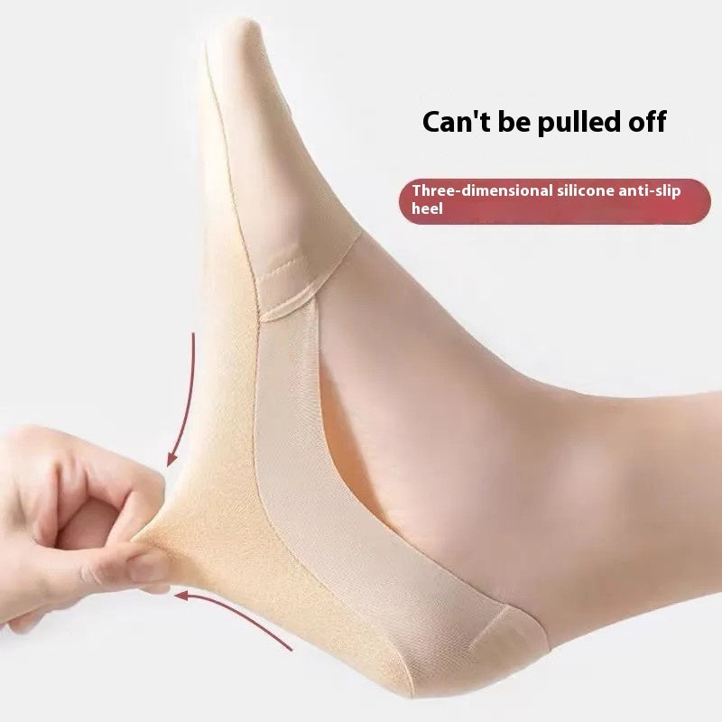 Ice Silk Pure Cotton Towel Bottom Silicone Non-slip Tight Socks