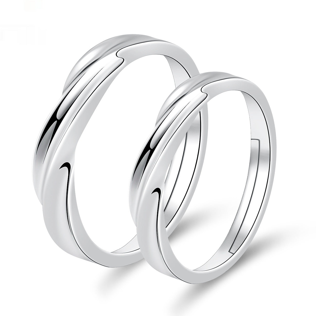 Elegant Crown-Shaped Moissanite Electroplated Copper Couple Rings Set