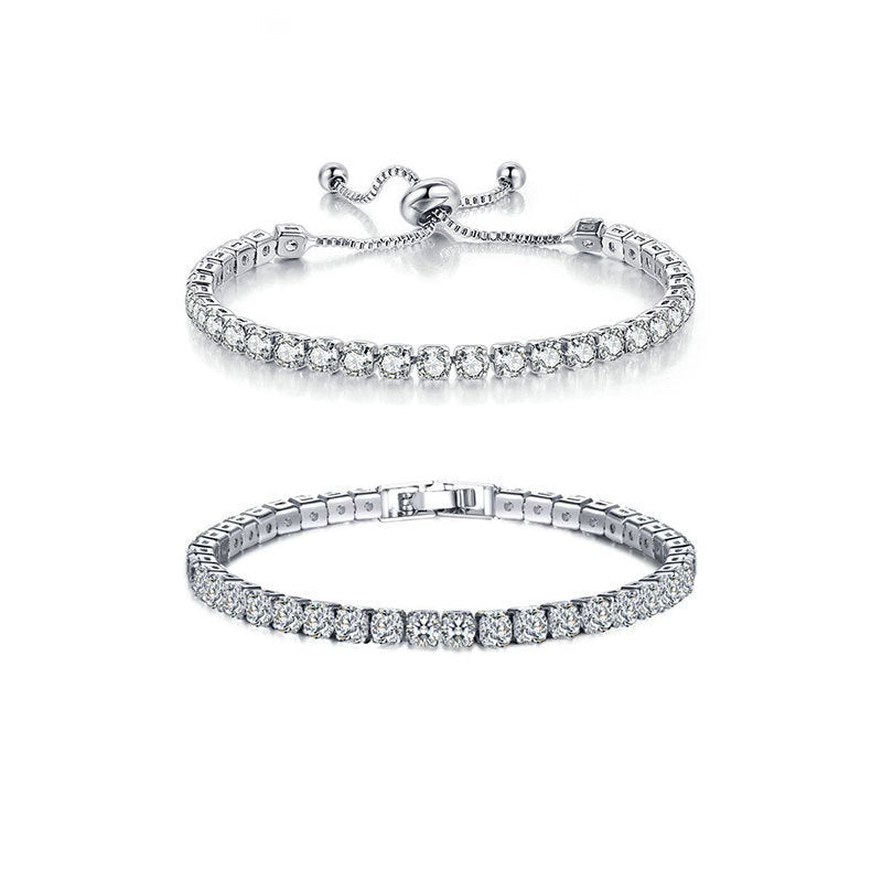 Women's Slim Zircon Crystal Bracelet – Stainless Steel Square Design