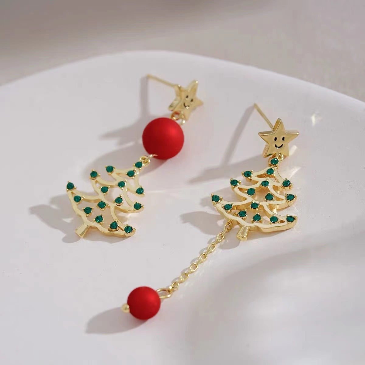 Simple Hollow-out Long Colorful Christmas Tree Tassel Earrings
