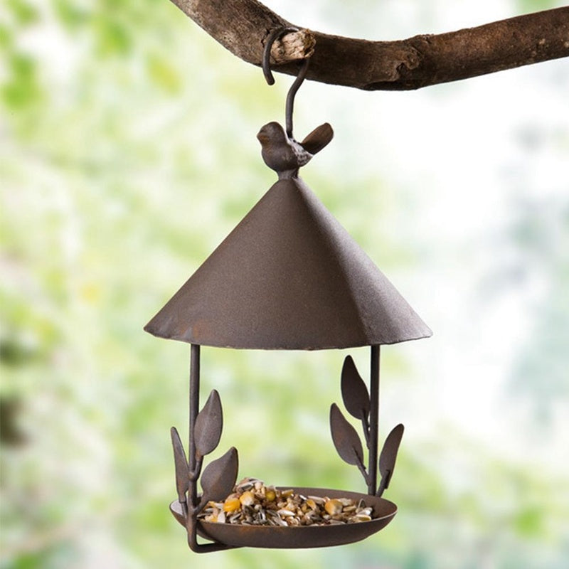 American Made Wrought Iron Bird Feeder for Outdoor Use