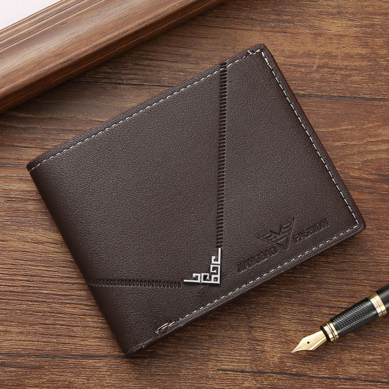 Men's PU Leather Short Wallet Lychee Pattern Multi Card